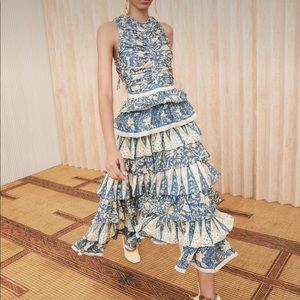 Ulla Johnson Ariah Sleeveless Tiered-Ruffle Maxi Dress - color Lanai